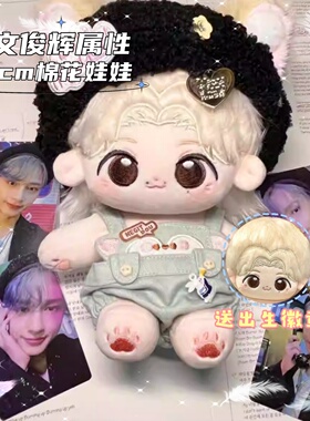 seventen文俊辉属性开门喵20cm棉花娃娃可爱毛绒玩偶周边礼物女生