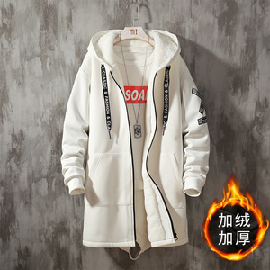 秋冬2021新款男士棉衣外套大码加绒加厚中长款风衣男 F907图片