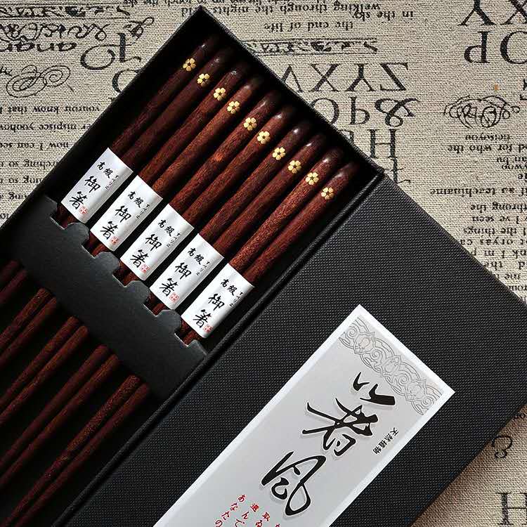 创意筷子味存实木金花螺纹