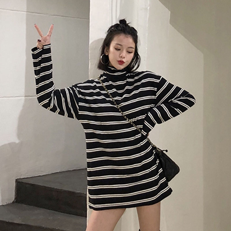Real price Korean lower body missing high collar dress