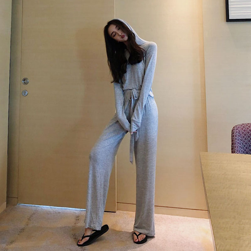 Real shot real price comfortable sports two piece suit Hooded Sweater loose wide leg pants