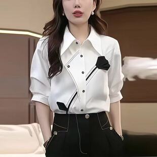 高端重工春夏季新款2026上衣气质减龄优雅显瘦遮肉女防晒百搭衬衣
