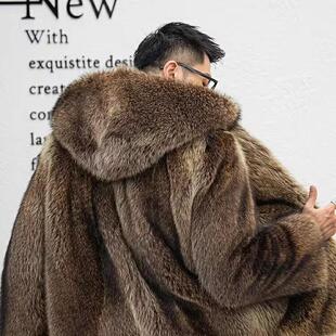 大衣冬季 外套浣熊皮毛一体西装 貂皮大衣 进口美洲整皮皮草男士 新款