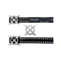 Potato Yl[Gmk] "X" Logo Round Buckle/Full Print Detachable Buckle Casual Elastic Belt