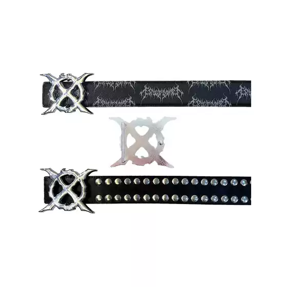 Potato Yl[Gmk] "X" Logo Round Buckle/Full Print Detachable Buckle Casual Elastic Belt