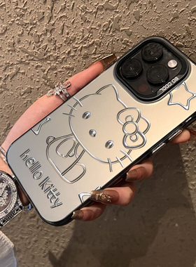 白色线条KT猫适用于iphone16promax手机壳苹果16防摔12/13超薄14磨砂xs新款15promax热销16plus高级感15pro女