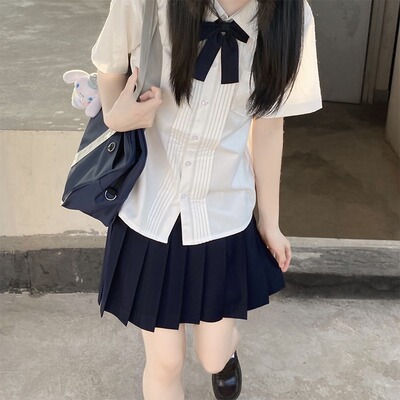 jk制服套装学院风短袖风琴褶衬衫