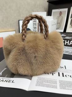 毛茸茸手提包毛毛包单肩斜挎包时尚 简约百搭毛绒绒手拎包秋冬女