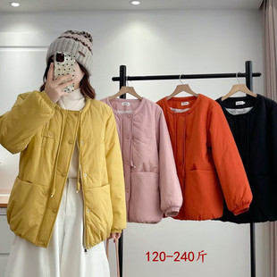 棉服女韩版 200斤特大码 短款 时尚 面包服胖mm宽松显瘦棉衣外套 冬季