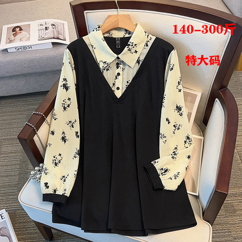 特大码春秋长袖T恤韩版上衣女