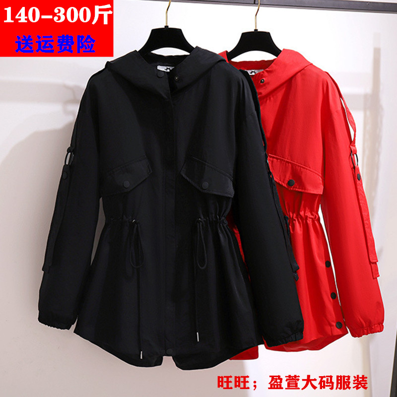 特大码春秋长袖外套上衣女变形侧