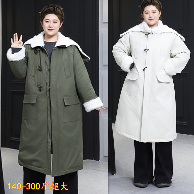 特大码羊羔毛派克服棉服外套女冬