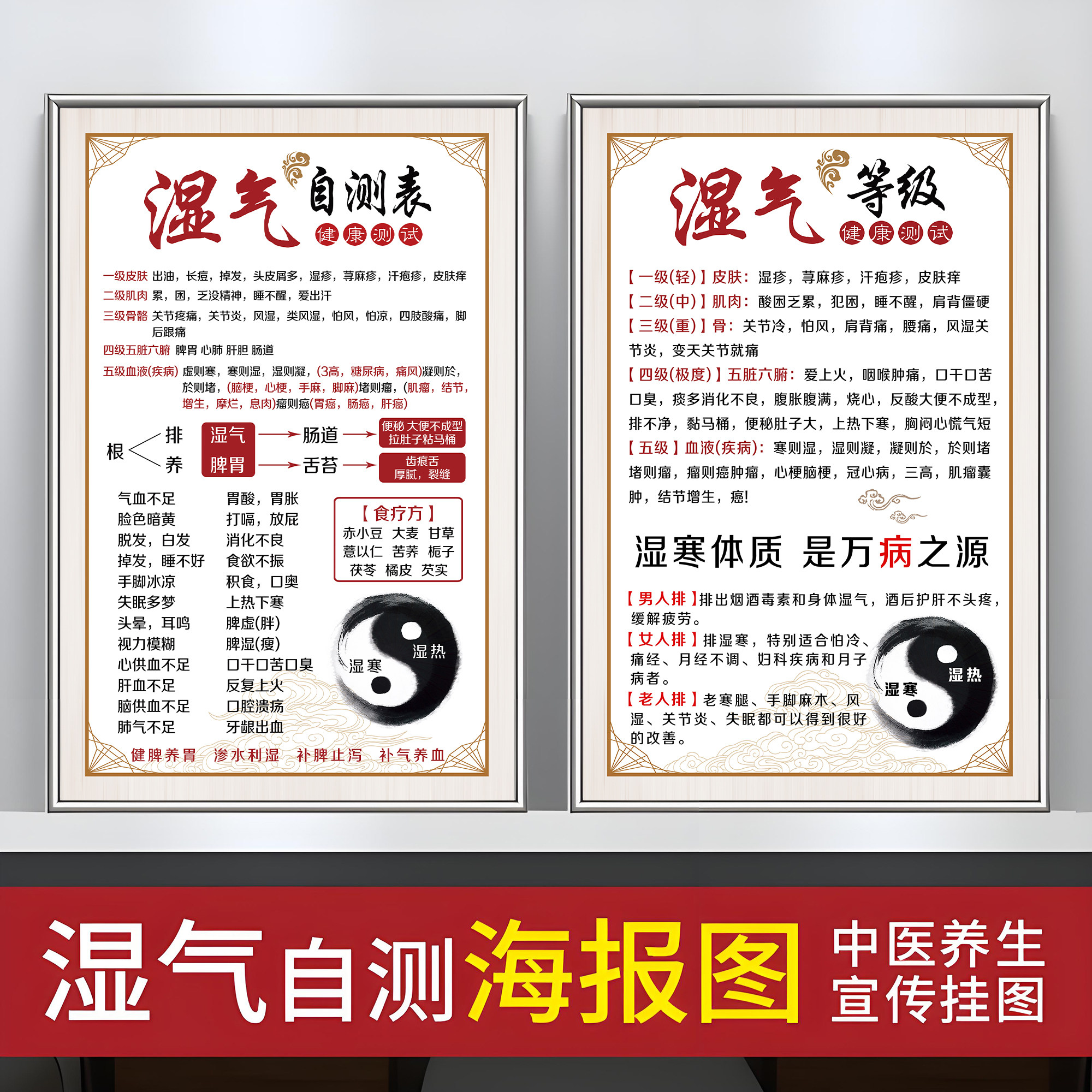 湿气自测表养生馆海报图片