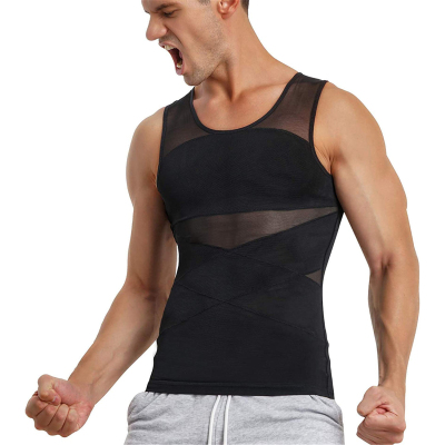 Mens Compression Shirt for Body Shaper Slimming Vest Tight