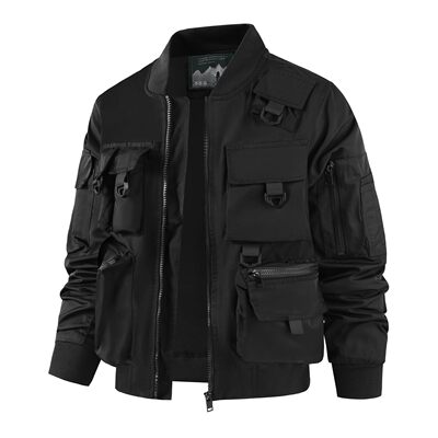 Mens Outdoor Tactical Jacket Casual Windbreaker Multi Pocket