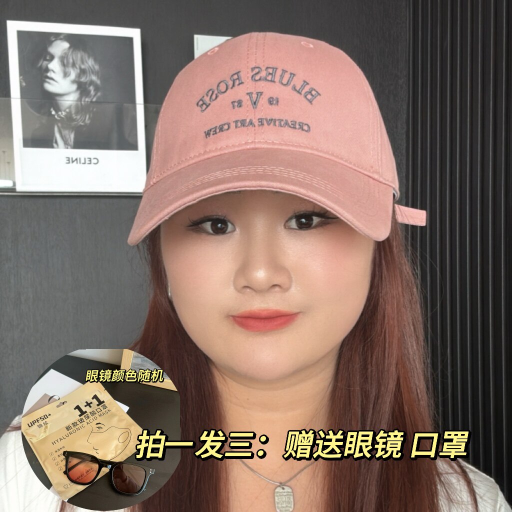 韩版字母刺绣棒球帽女夏季软顶大头围显脸小宽檐遮阳薄款鸭舌帽子