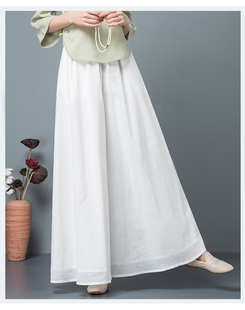 子夏季 白裤 薄款 雪纺裤 显瘦 阔腿裤 休闲裙裤 女高腰垂感夏2024年新款