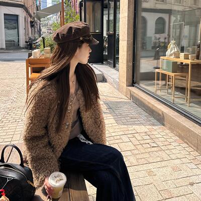 纽扣毛毛皮草外套uuyeii