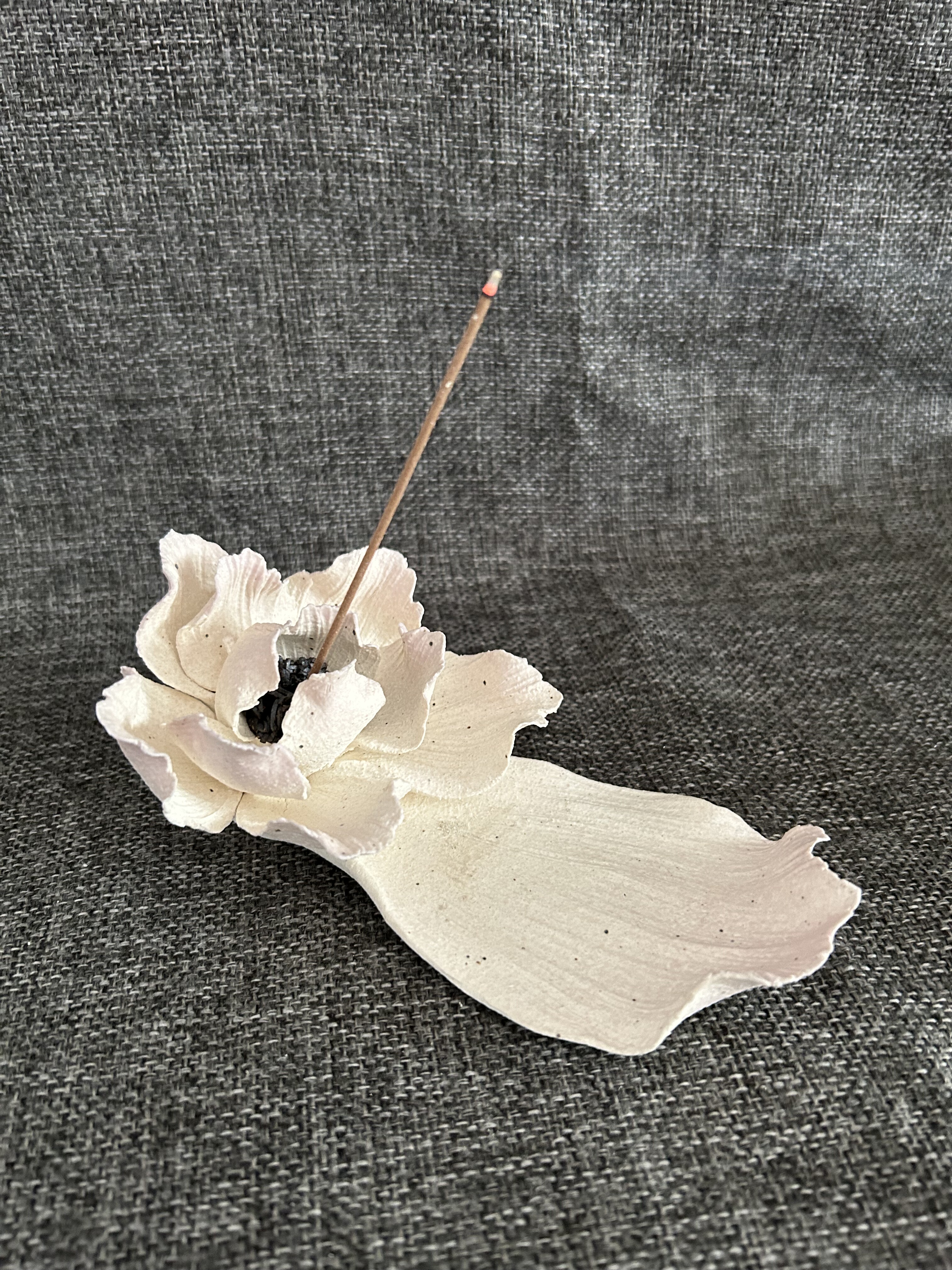 手工捏花陶瓷牡丹花粗陶香插线香扩香