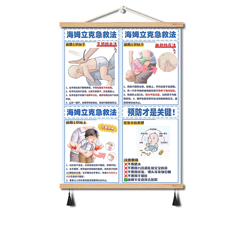 诊所家居海姆立克急救法挂轴布画