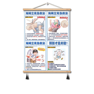 海姆立克急救法布艺挂轴图预防儿童成人急救安全知识家用墙壁挂画