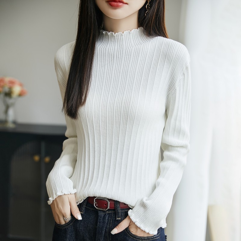 2025年秋季新款百搭女士半高领抽条针织衫
