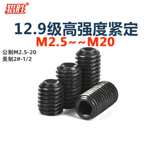 GB80 12.9级凹端紧定螺钉无头螺丝机米顶丝DIN916 M2.5M3M4M5