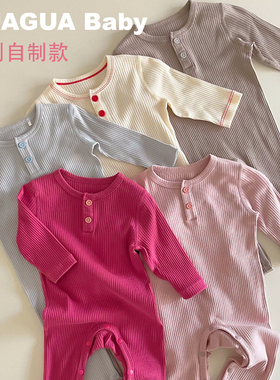 呱呱baby婴儿连体衣a类春秋长袖打底睡衣可爱风爬服宝宝柔软哈衣