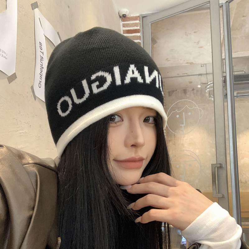 冷帽包头帽字母女韩版秋冬