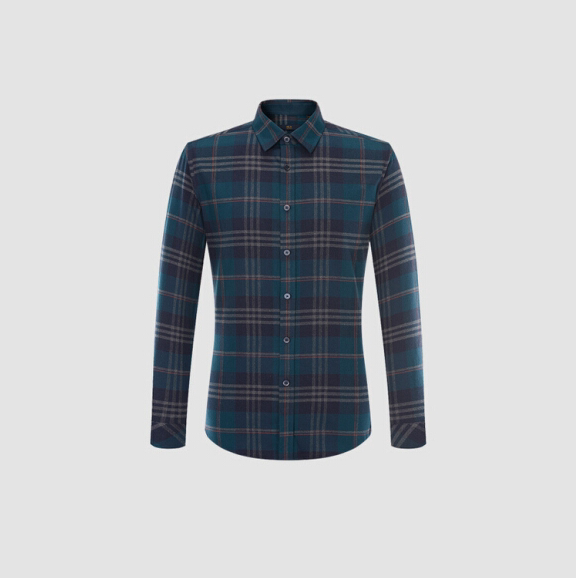 磨毛格纹休闲衬衫2020秋季新品温暖柔软长袖衬衫男098a 深绿格纹