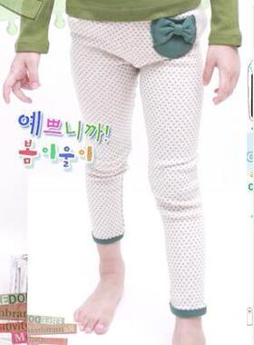 omoroi韩国B2百搭白色气质款绿色兜兜点点打底裤/裤子/长裤 实拍