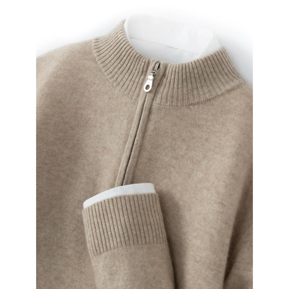 秋冬新款商务休闲半高拉链男士100%纯山羊绒衫长袖套头毛衣针织衫