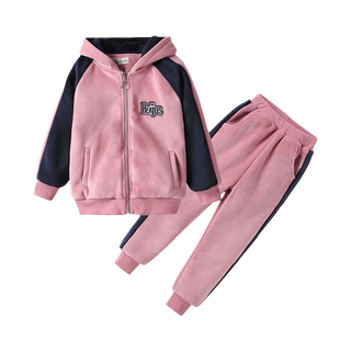 女童春装秋冬季套装加绒加厚小女孩金丝绒保暖衣服儿童洋气两件套