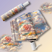 黑胶太阳伞防晒防紫外线晴雨伞两用女折叠遮阳伞全自动ins风治愈