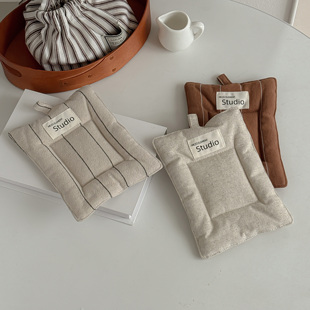 ins风杯垫高级感轻奢创意咖啡杯垫布艺条纹餐垫锅垫隔热水杯垫子