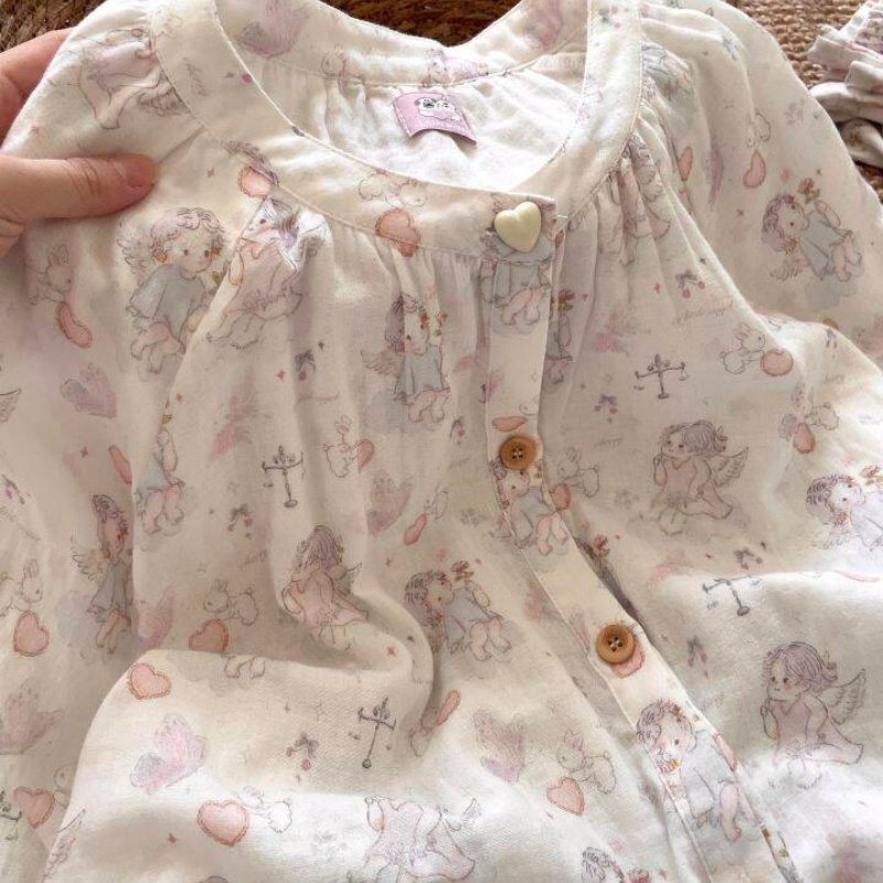 侘町2025年新款睡衣女士奶白丘比特休闲纯棉可外穿套装卡通家居服,女士内衣/男士内衣/家居服,睡衣/家居服套装,淘宝优惠券,粉丝福利购,淘宝优惠卷