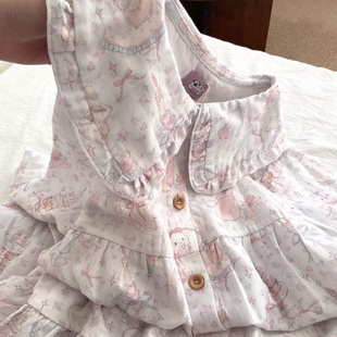 侘町2025新款纯棉全棉长袖长裤双层纱娃娃领卡通韩系可爱睡衣套装