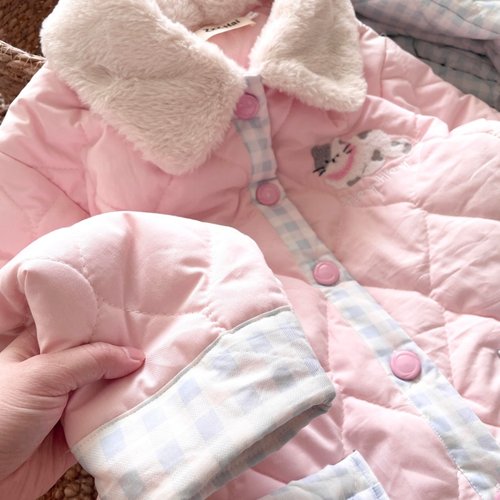 侘町咖啡猫咪2025秋冬季新款三层夹棉睡衣女保暖加厚可外穿家居服