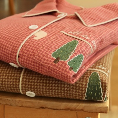 侘町2025新款秋冬季情侣纯棉磨毛睡衣男女简约休闲家居服长袖套装