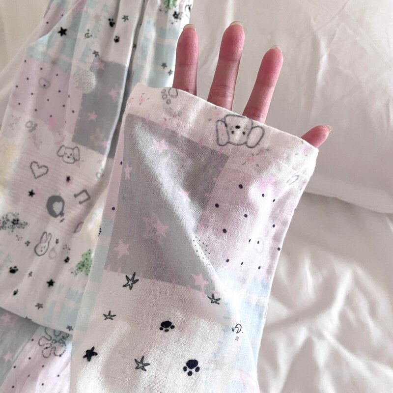 侘町秋冬季2025新款纯棉睡衣女y2k手绘星星家居服开衫可外穿套装