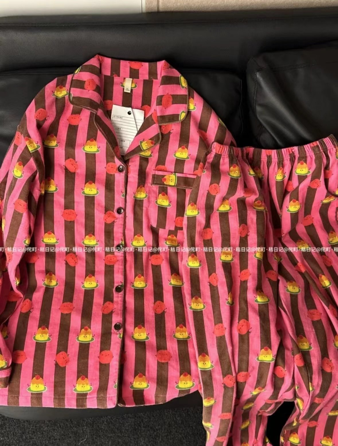 侘町条纹撞色少女卡通睡衣纯棉休闲可外穿家居服套装可爱休闲,女士内衣/男士内衣/家居服,睡衣/家居服套装,淘宝优惠券,粉丝福利购,淘宝优惠卷