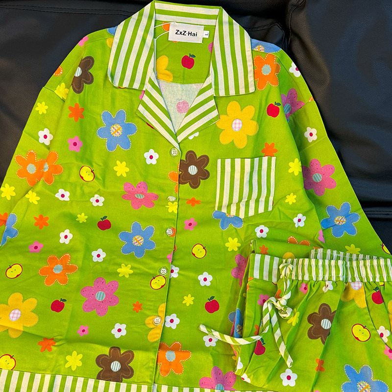 侘町2024年新款花花世界纯棉长袖睡衣女卡通少女款卡通家居服秋款,女士内衣/男士内衣/家居服,睡衣/家居服套装,淘宝优惠券,粉丝福利购,淘宝优惠卷