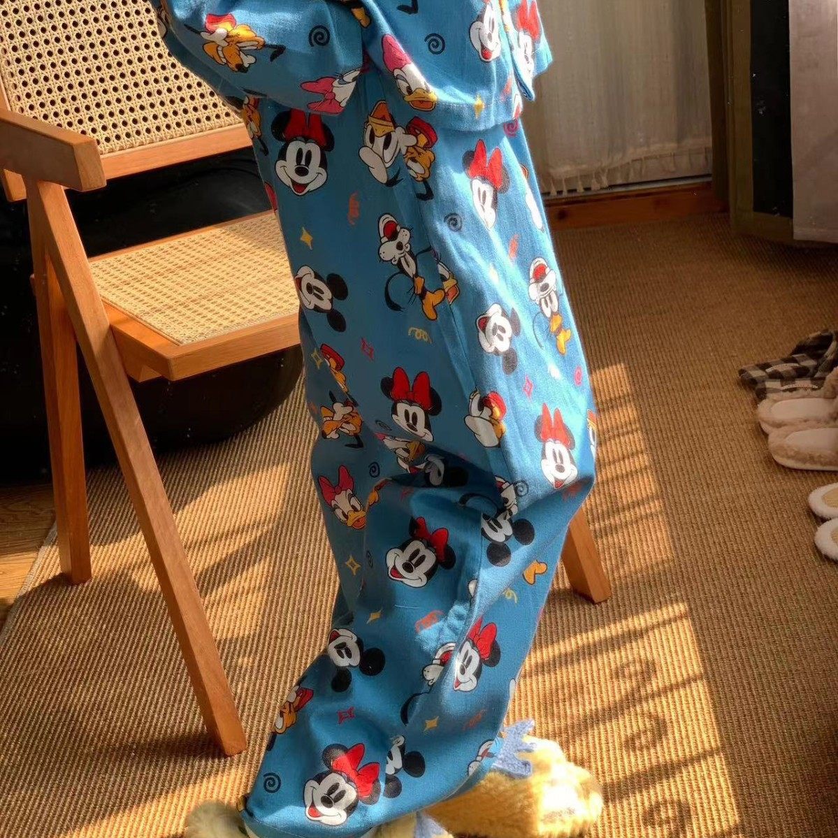 侘町2025年新款翻领磨毛套装纯棉睡衣新品家居服长袖长裤可外穿