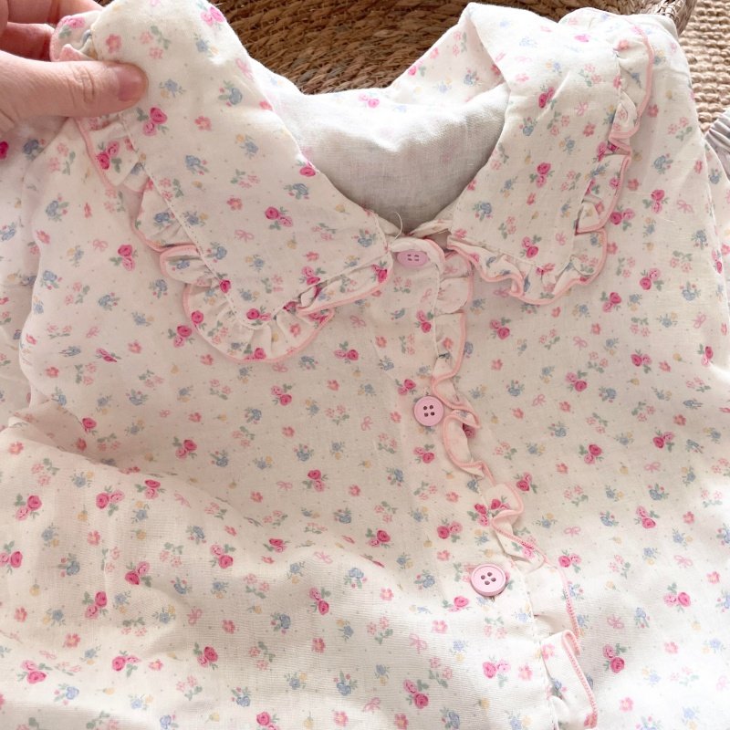 侘町粉月季2026年春秋季新款纯棉双层纱花边长袖睡衣女家居服套装,女士内衣/男士内衣/家居服,睡衣/家居服套装,淘宝优惠券,粉丝福利购,淘宝优惠卷