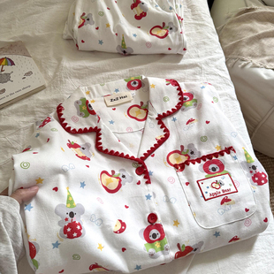 侘町2025年新款 睡衣女卡通家居服 秋冬苹果星星考拉纯棉可外穿长袖