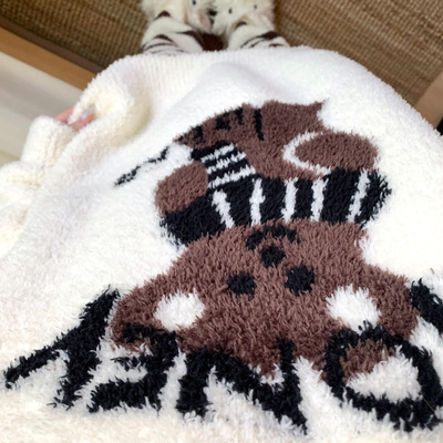 侘町2025秋冬新款围巾小熊软绵绵睡衣女半边绒加厚保暖长袖家居服