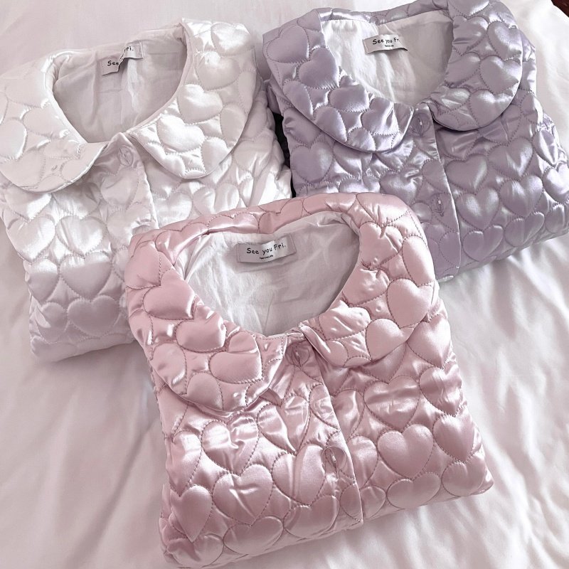 侘町秋冬季2025新款女睡衣缎面夹棉蔷薇粉爱心马甲保暖休闲家居服,女士内衣/男士内衣/家居服,睡衣/家居服套装,淘宝优惠券,粉丝福利购,淘宝优惠卷