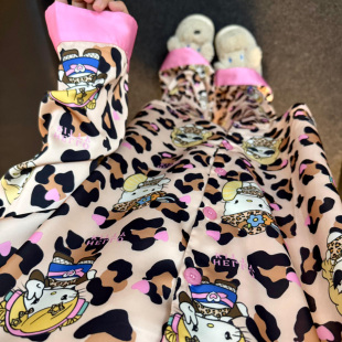 冰丝可外穿卡通家居服套装 睡衣春夏季 豹纹kitty长袖 侘町2025新款