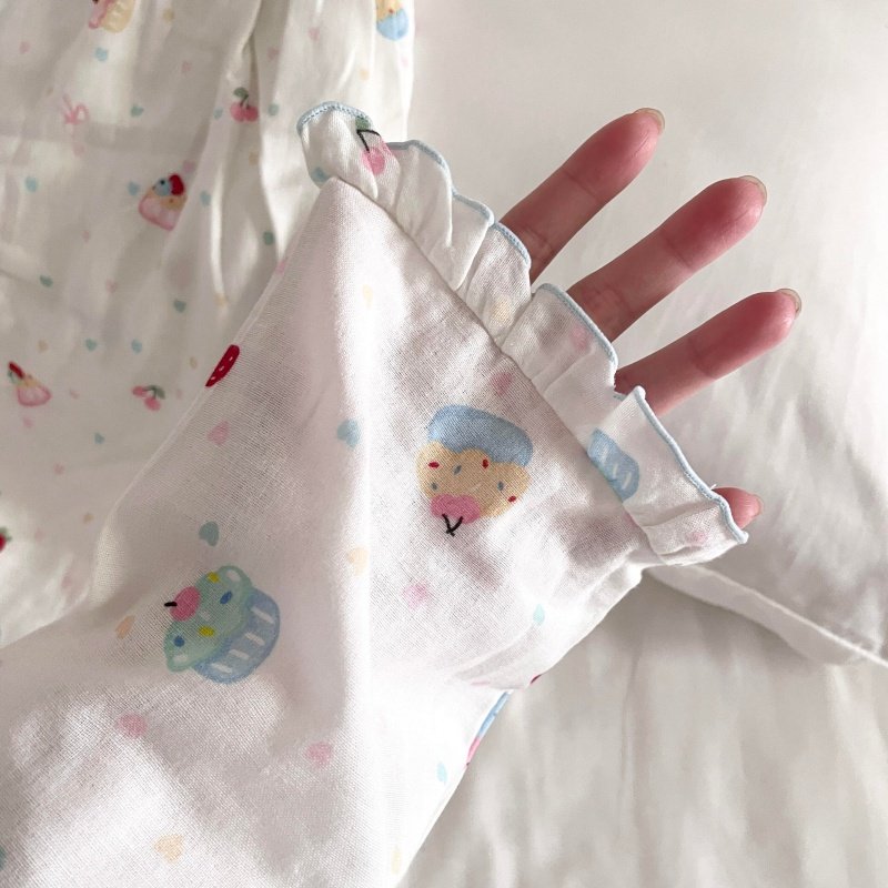 侘町奶油甜心2026新款纯棉双层纱花边长袖可外穿春秋季睡衣套装女,女士内衣/男士内衣/家居服,睡衣/家居服套装,淘宝优惠券,粉丝福利购,淘宝优惠卷