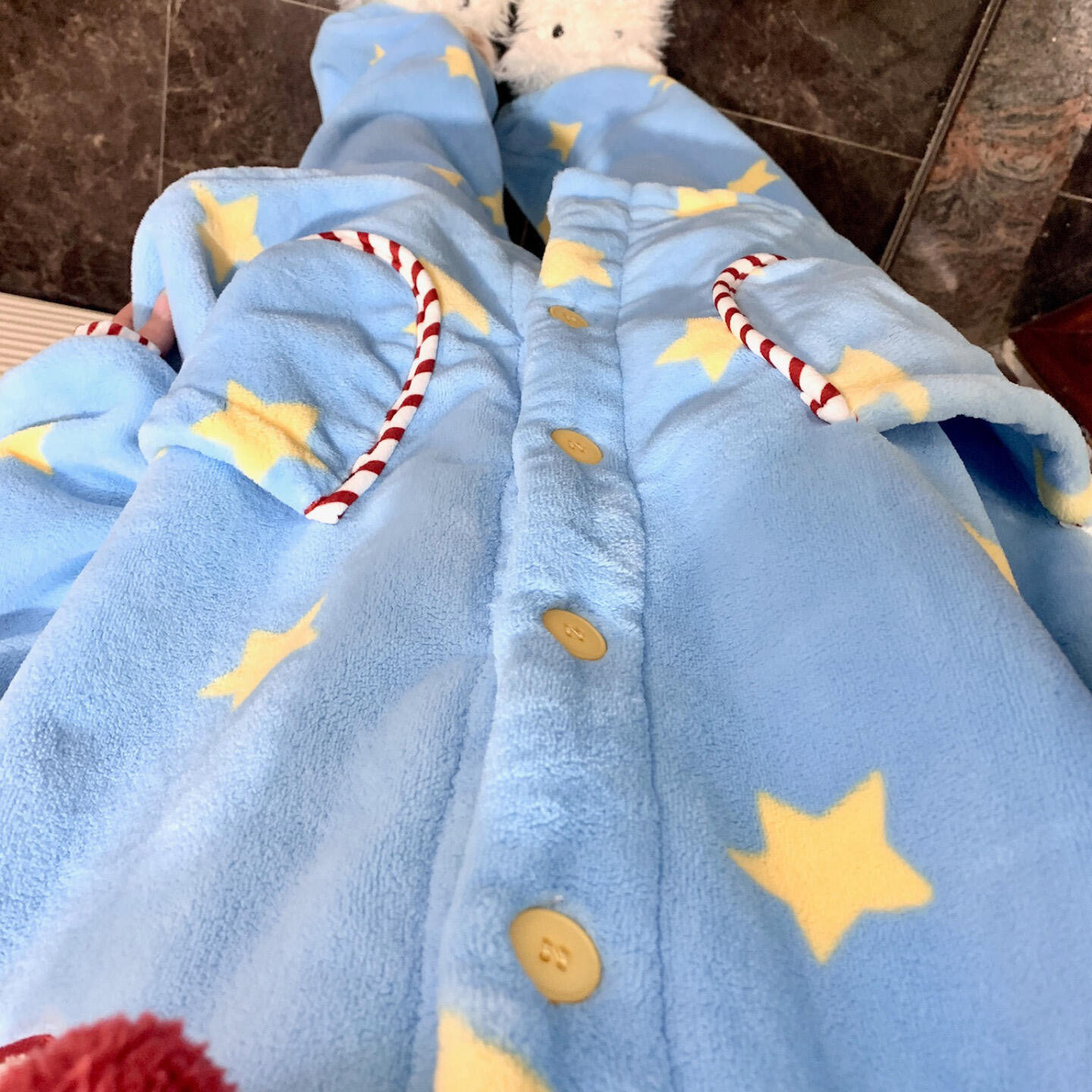 侘町2025年新款笨笨大象法兰绒睡衣女秋冬款可外穿冬季家居服套装